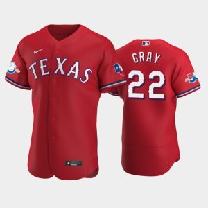 Premium Texas Rangers #22 Jon Gray Authentic 50th Anniversary Men's Nike Alternate MLB Jersey   Red