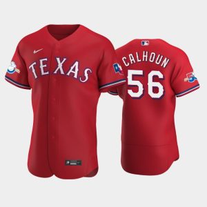 Fantastic Texas Rangers #56 Kole Calhoun Authentic 50th Anniversary Men's Nike Alternate MLB Jersey   Red