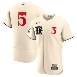 Superb Texas Rangers #5 Corey Seager Men's Nike Cream 2023 City Connect Authentic Player Jersey