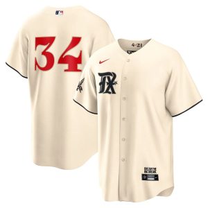 Impressive Texas Rangers #34 Nolan Ryan Men's Nike Cream 2023 City Connect Replica Player Jersey