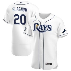 Amazing Tampa Bay Rays #20 Tyler Glasnow Men's Nike White Home 2020 World Series Bound Authentic Player MLB Jersey
