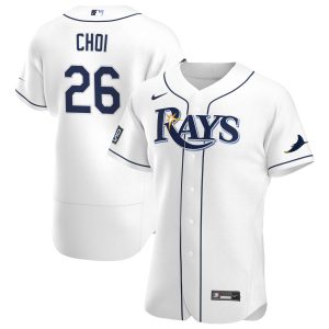 Amazing Tampa Bay Rays #26 Ji Man Choi Men's Nike White Home 2020 World Series Bound Authentic Player MLB Jersey