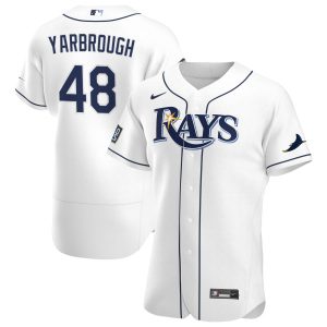 Amazing Tampa Bay Rays #48 Ryan Yarbrough Men's Nike White Home 2020 World Series Bound Authentic Player MLB Jersey