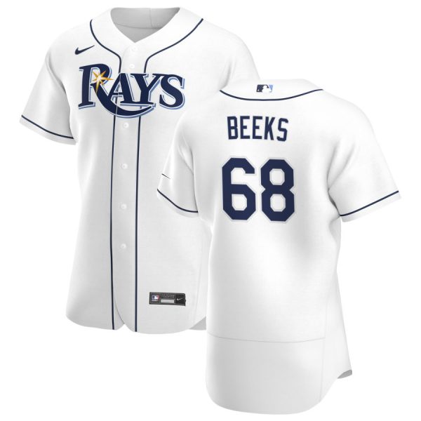 Premium Tampa Bay Rays #68 Jalen Beeks Men's Nike White Home 2020 Authentic Player MLB Jersey