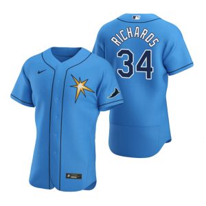 Outstanding Tampa Bay Rays #34 Trevor Richards Men's Nike Light Blue Alternate 2020 Authentic Team MLB Jersey