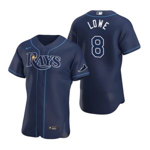 Superb Tampa Bay Rays #8 Brandon Lowe Men's Nike Navy Alternate 2020 Authentic Team MLB Jersey
