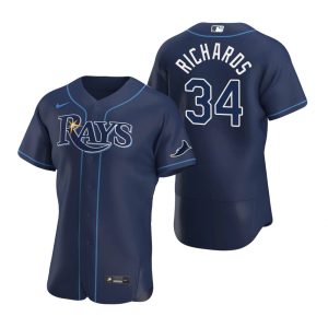 Fantastic Tampa Bay Rays #34 Trevor Richards Men's Nike Navy Alternate 2020 Authentic Team MLB Jersey
