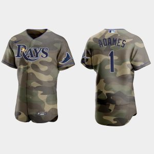 Outstanding Tampa Bay Rays #1 Willy Adames Men's Nike 2021 Armed Forces Day Authentic MLB Jersey  Camo