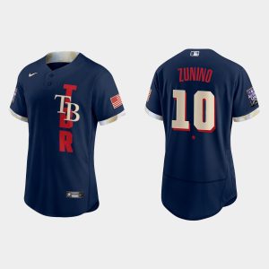 Outstanding Tampa Bay Rays #10 Mike Zunino 2021 MLB All Star Game Authentic Navy Jersey
