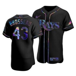 Amazing Tampa Bay Rays #43 Mike Brosseau Men's Nike Iridescent Holographic Collection MLB Jersey   Black
