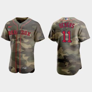 Amazing Boston Red Sox #11 Rafael Devers Men's Nike 2021 Armed Forces Day Authentic MLB Jersey Camo