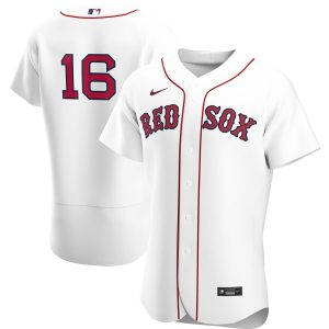 Stunning Boston Red Sox #16 Andrew Benintendi Men's Nike White Home 2020 Authentic Player MLB Jersey