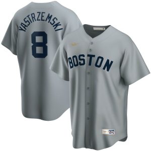 Exceptional Boston Red Sox #8 Carl Yastrzemski Nike Road Cooperstown Collection Player MLB Jersey Gray
