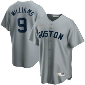 Amazing Boston Red Sox #9 Ted Williams Nike Road Cooperstown Collection Player MLB Jersey Gray