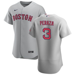 Fantastic Boston Red Sox #3 Jose Peraza Men's Nike Gray Road 2020 Authentic Team MLB Jersey