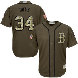 Exceptional Red Sox #34 David Ortiz Green Salute to Service Stitched MLB Jersey