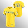 Delightful Boston Red Sox #57 Eduardo Rodriguez Men's Nike 2021 City Connect Gold Authentic MLB Jersey   No Name