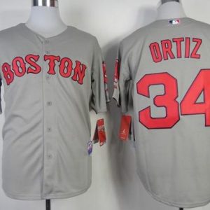 Exceptional Red Sox #34 David Ortiz Grey Stitched MLB Jersey