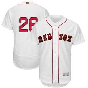 Delightful Red Sox #28 J. D. Martinez White FlexBase Authentic 2019 Gold Program Cool Base Stitched MLB Jersey