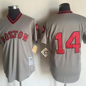 HighQuality Mitchell and Ness 1975 Red Sox #14 Jim Rice Grey Stitched Throwback MLB Jersey