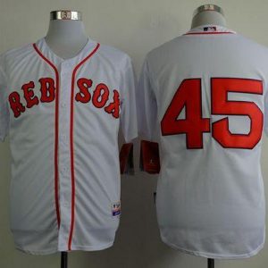 Stunning Red Sox #45 Pedro Martinez White Cool Base Stitched MLB Jersey