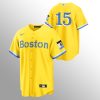 Stunning Boston Red Sox #15 Dustin Pedroia Men's Nike 2021 City Connect Gold Fans Version MLB Jersey   No Name