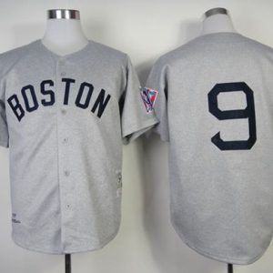 Amazing Mitchell And Ness 1939 Red Sox #9 Ted Williams Grey Throwback Stitched MLB Jersey
