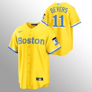 Outstanding Boston Red Sox #11 Rafael Devers Men's Nike 2021 City Connect Gold Fans Version MLB Jersey