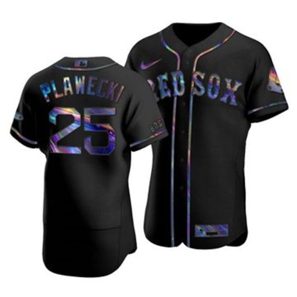 Delightful Boston Red Sox #25 Kevin Plawecki Men's Nike Iridescent Holographic Collection MLB Jersey Black