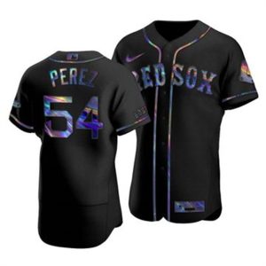 Fantastic Boston Red Sox #54 Martin Perez Men's Nike Iridescent Holographic Collection MLB Jersey   Black