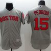 HighQuality Red Sox #15 Dustin Pedroia Grey Flexbase Authentic Collection Stitched MLB Jersey