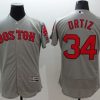 Fantastic Red Sox #34 David Ortiz Grey Flexbase Authentic Collection Stitched MLB Jersey
