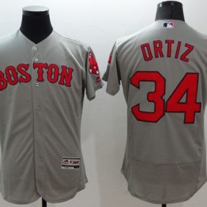 Fantastic Red Sox #34 David Ortiz Grey Flexbase Authentic Collection Stitched MLB Jersey