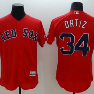 Impressive Red Sox #34 David Ortiz Red Flexbase Authentic Collection Stitched MLB Jersey