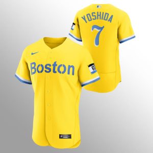 Fantastic Boston Red Sox #7 Masataka Yoshida Men's Nike 2021 City Connect Gold Authentic MLB Jersey