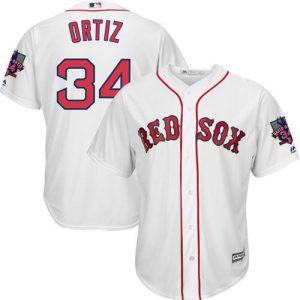 Impressive Red Sox #34 David Ortiz White New Cool Base with Retirement Patch Stitched MLB Jersey