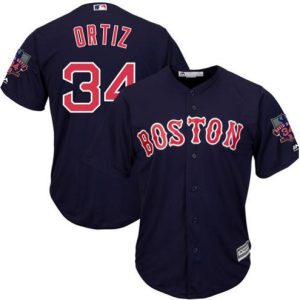 Outstanding Red Sox #34 David Ortiz Navy Blue New Cool Base with Retirement Patch Stitched MLB Jersey