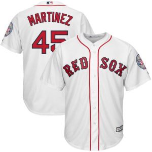 Outstanding Red Sox #45 Pedro Martinez White New Cool Base Cooperstown Stitched MLB Jersey