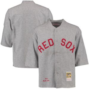 Fantastic Mitchell And Ness 1914 Red Sox #3 Babe Ruth Grey Throwback Stitched MLB Jersey