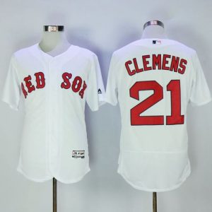 Exceptional Red Sox #21 Roger Clemens White Flexbase Authentic Collection Stitched MLB Jersey