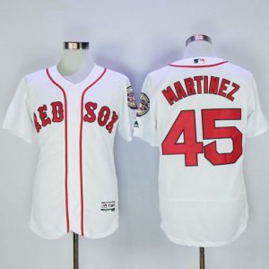 Exceptional Red Sox #45 Pedro Martinez White Flexbase Authentic Collection Stitched MLB Jersey