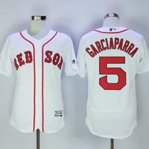 Exceptional Red Sox #5 Nomar Garciaparra White Flexbase Authentic Collection Stitched MLB Jersey