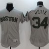 Premium Red Sox #34 David Ortiz Grey Flexbase Authentic Collection Memorial Day Stitched MLB Jersey