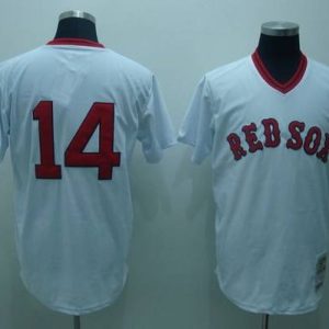 Superb Mitchell and Ness Red Sox #14 Jim Rice Stitched White Throwback MLB Jersey