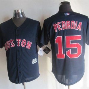 Amazing Red Sox #15 Dustin Pedroia Navy Blue New Cool Base Stitched MLB Jersey