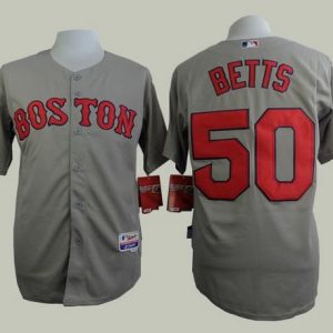 Stunning Red Sox #50 Mookie Betts Grey Cool Base Stitched MLB Jersey