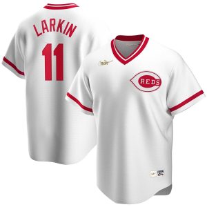 HighQuality Cincinnati Reds #11 Barry Larkin Nike Home Cooperstown Collection Player MLB Jersey White