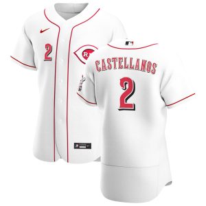 Amazing Cincinnati Reds #2 Nick Castellanos Men's Nike White Home 2020 Authentic Player MLB Jersey