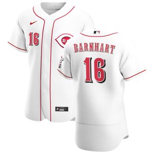 Delightful Cincinnati Reds #16 Tucker Barnhart Men's Nike White Home 2020 Authentic Player MLB Jersey