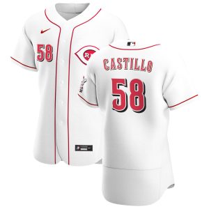 Outstanding Cincinnati Reds #58 Luis Castillo Men's Nike White Home 2020 Authentic Player MLB Jersey